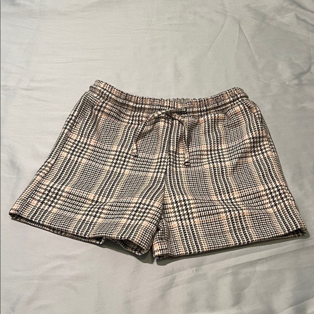 Molly Bracken Plaid Shorts - Black and Cream Size 14Y